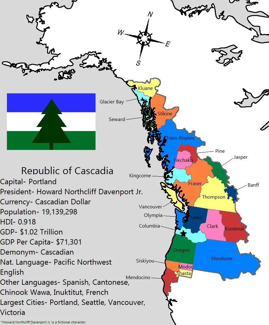 Cascadia Flag Map