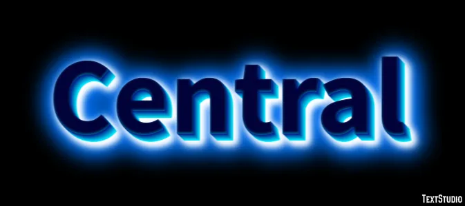 Central 3D With Blue Glow Text Effect Generator