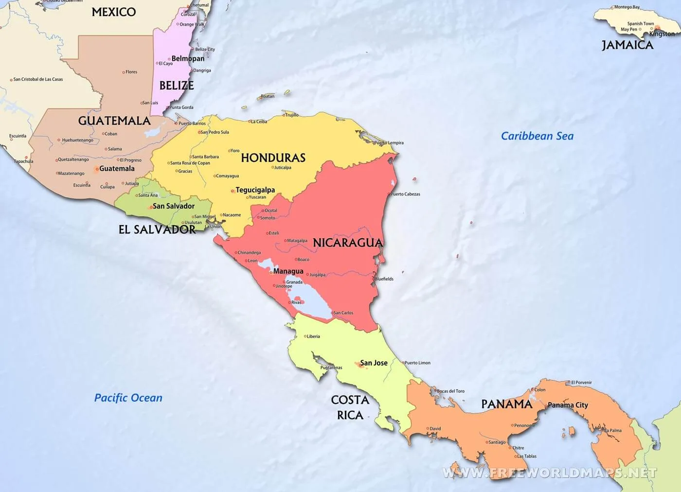 Central America Political Map