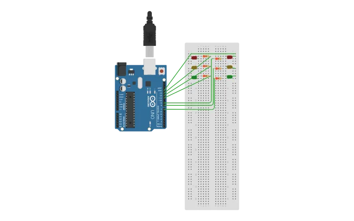 Circuit Design 2 Semafori Tinkercad