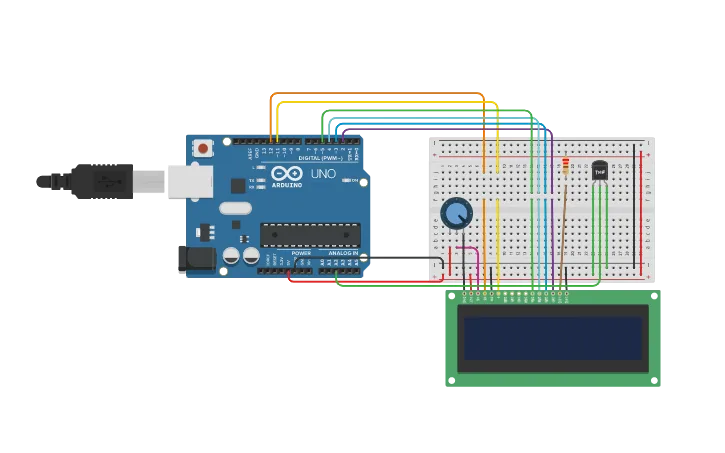 Circuit Design Temperatre Display Tinkercad