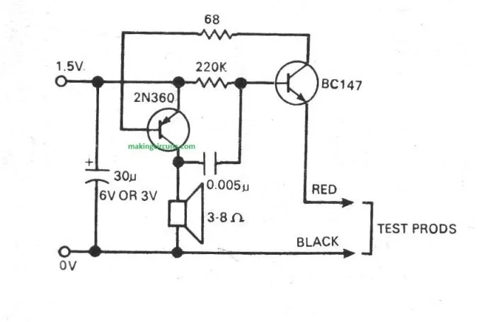Circuit Diagram Tester Continuity Tester Circuit Diagram Using Transistors