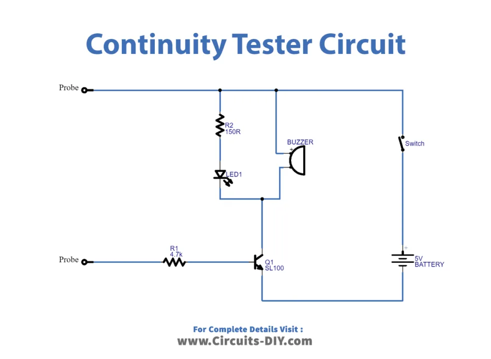 Circuit Diagram Tester Continuity Tester Circuit Diagram Using Transistors