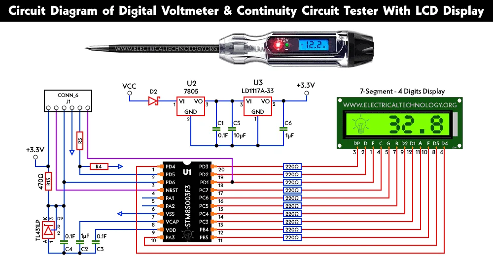 Circuit Of Digital Lcd Circuit Tester Voltmeter Continuity
