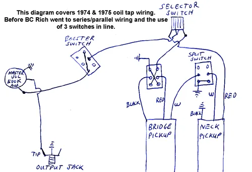 Coil Tap Wiring Diagram For 1974 To 1977 Bc Rich Guitars