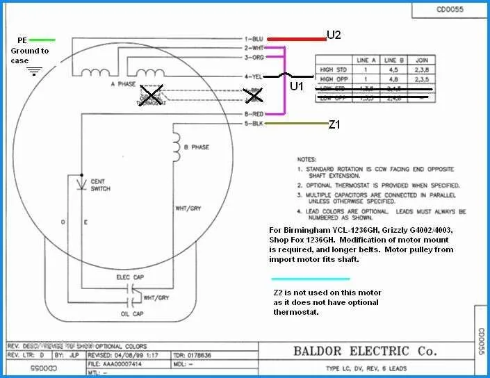 Color Code Baldor Motor Wiring Diagrams 3 Phase Lead Motor W