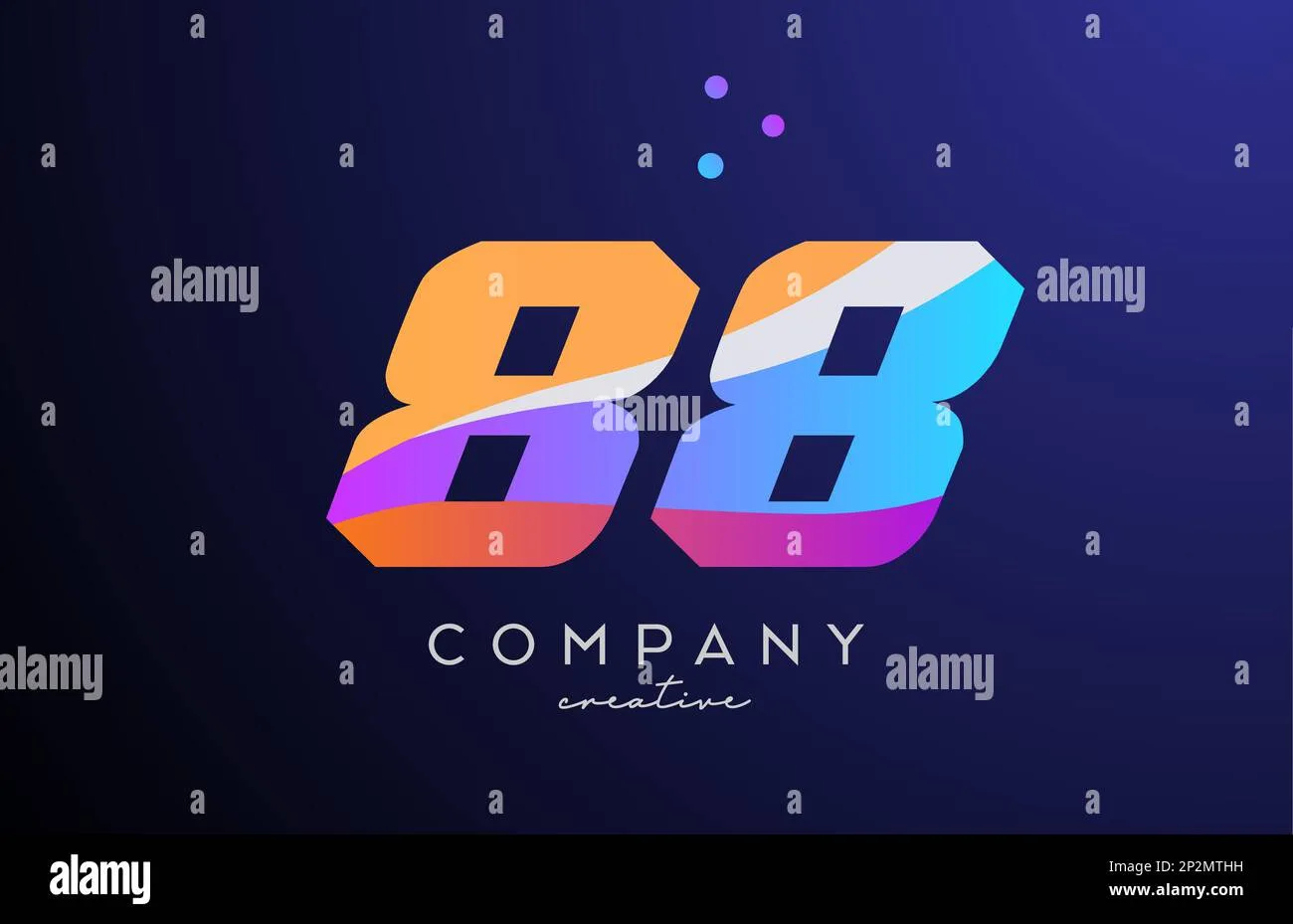 Colored Number 88 Logo Icon With Dots Yellow Blue Pink Template Design For A Business Or