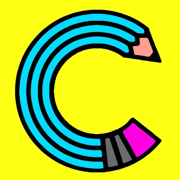 Colorful Letter C Made With Colored Pencils