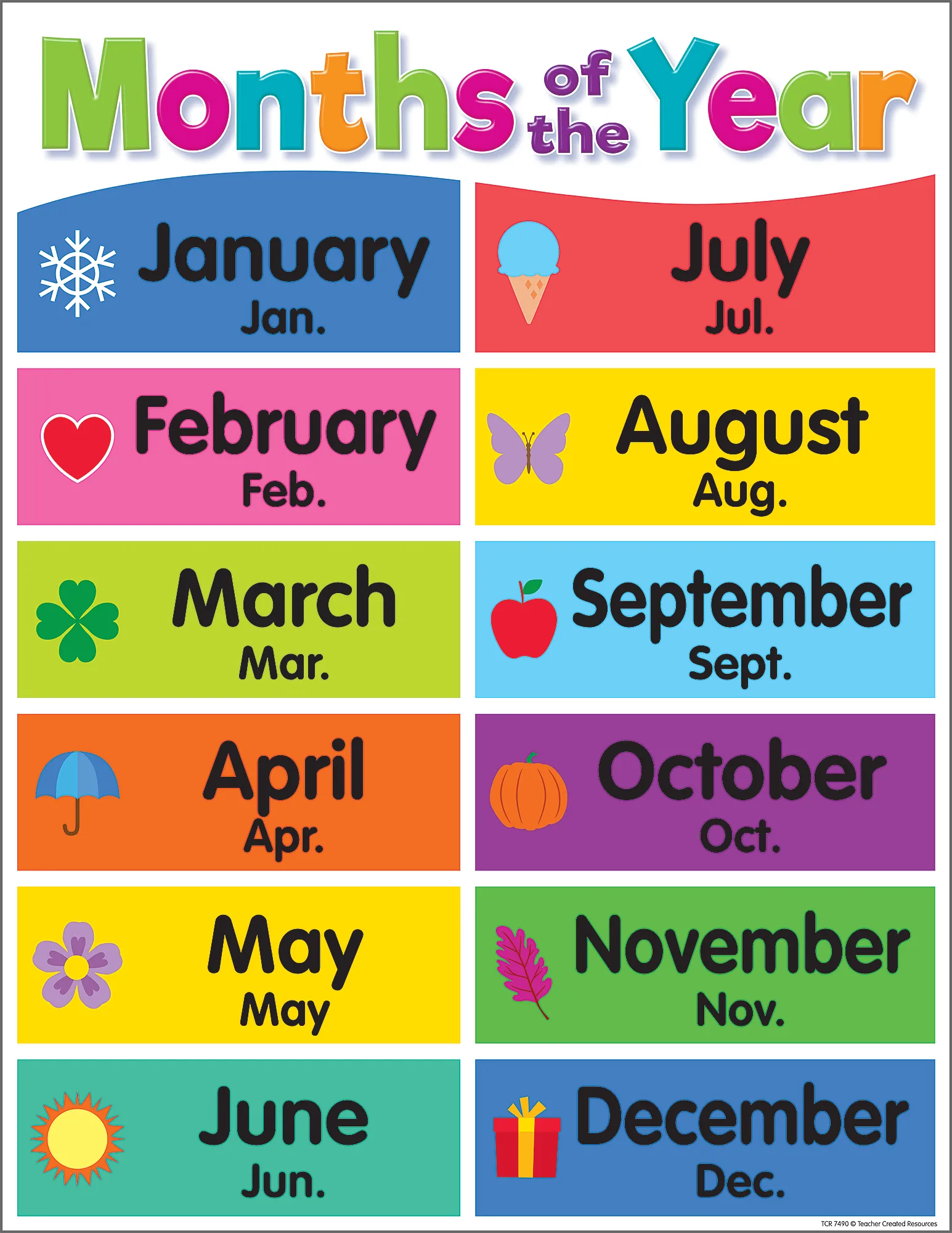 Colorful Months Of The Year Chart Tcr7490 Teacher Created Resources
