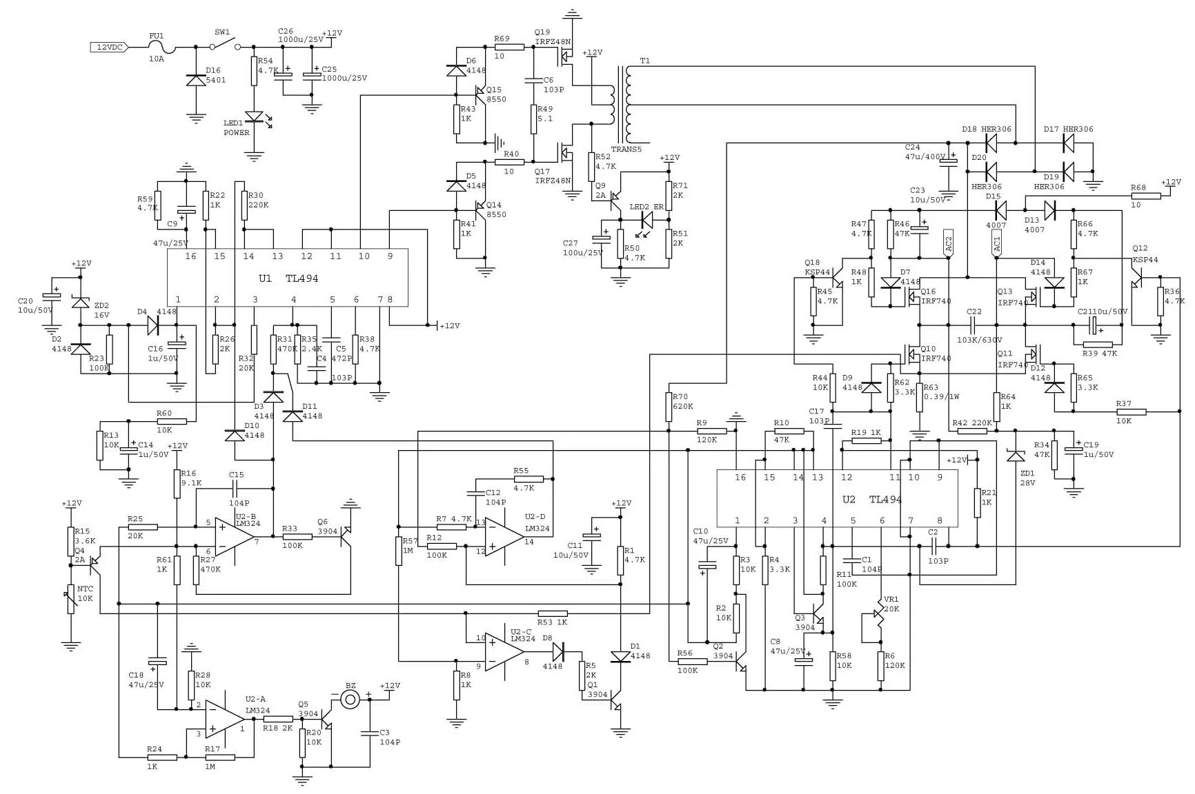 Common Inverter Principle Diagram On The Market 12Vdc To 220Vac 150W Basic Circuit Circuit