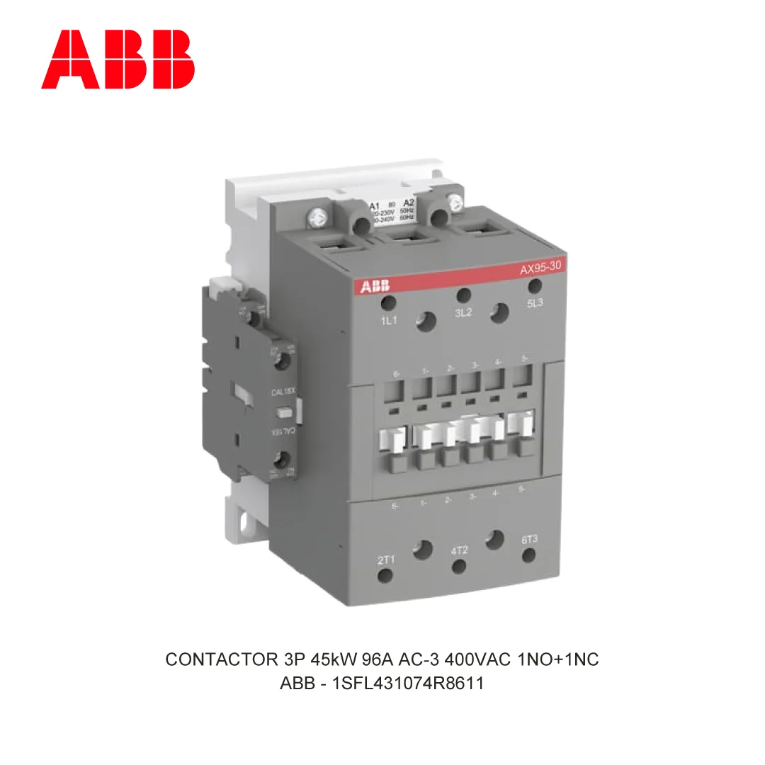 Contactor 3P 45Kw 96A Ac 3 400 415V Coil 400Vac 1No 1Nc