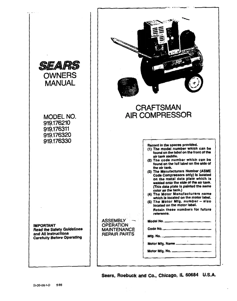 Craftsman Airpressor 220 Wiring With Diagram