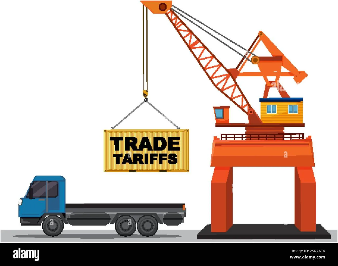 Crane Loading Container Labeled Trade Tariffs Onto Truck Stock Vector Image Art Alamy
