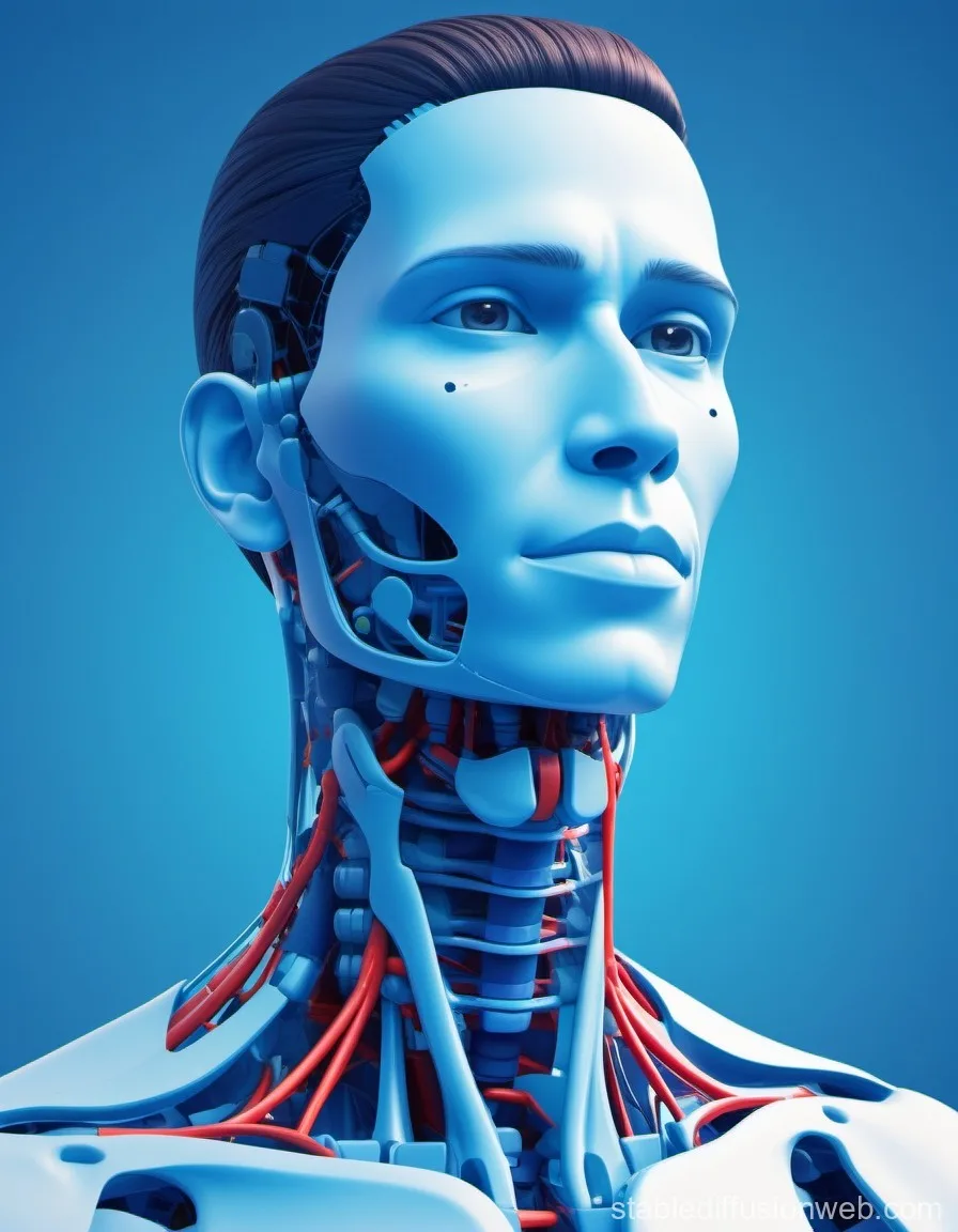 Create An Animated Style Image Of A Human Diagram Highlighting The Neck Prompts Stable