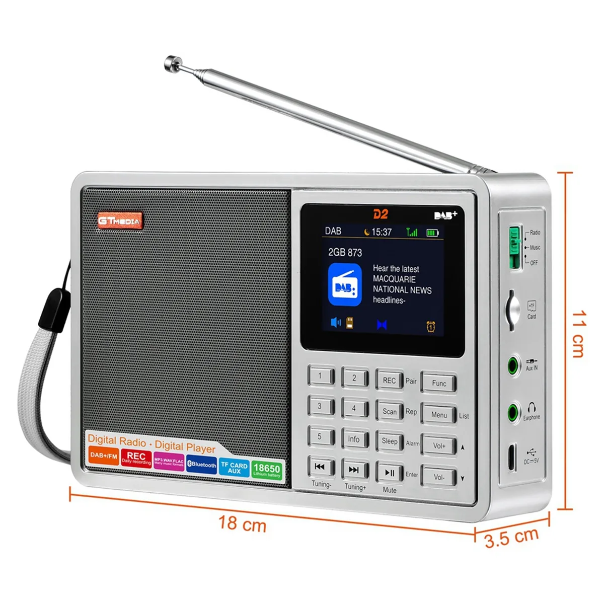 D2 Portable Radio Fm Digital Radio 2 4Inch Lcd Display On Onbuy