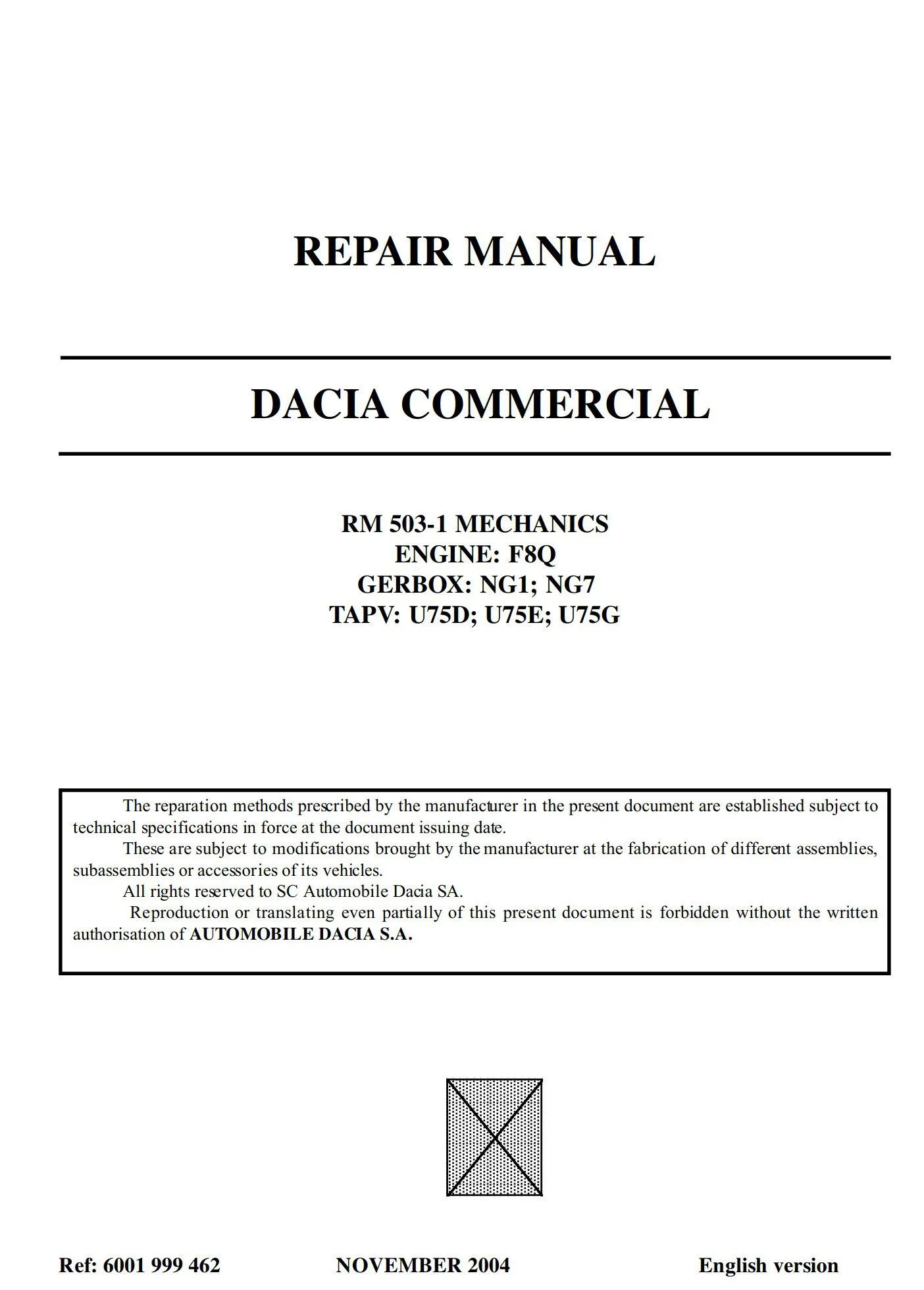 Dacia 1304 1305 1307 Pick Up Engine F8Q 2004 Repair Manual Diy Guides