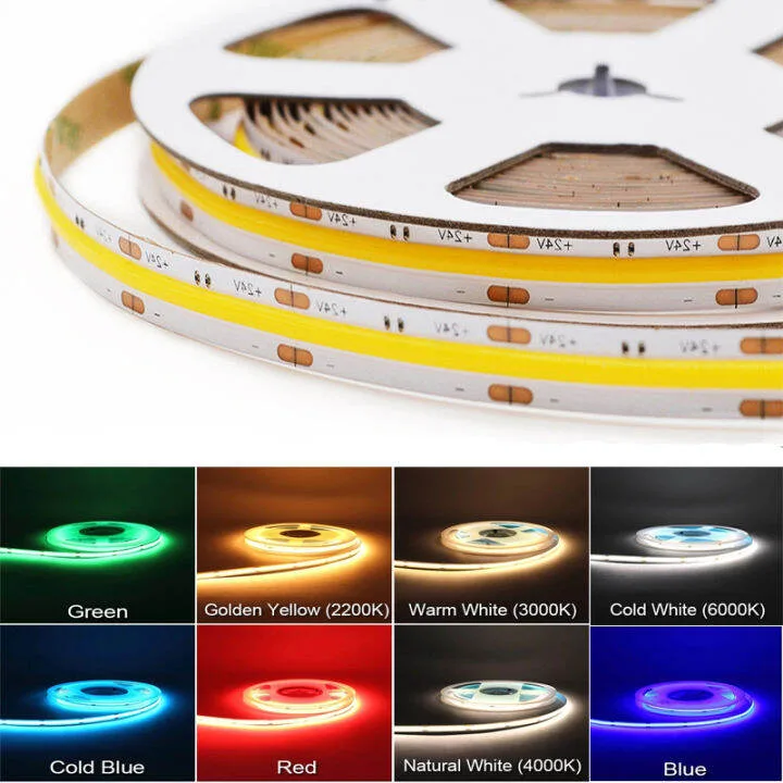 Dải Led Cob 10 Mét Lô Đèn Led Cob Linh Hoạt Mật Độ Cao 320 Led Băng Led Dc 24V 3000K 4000K 6000K
