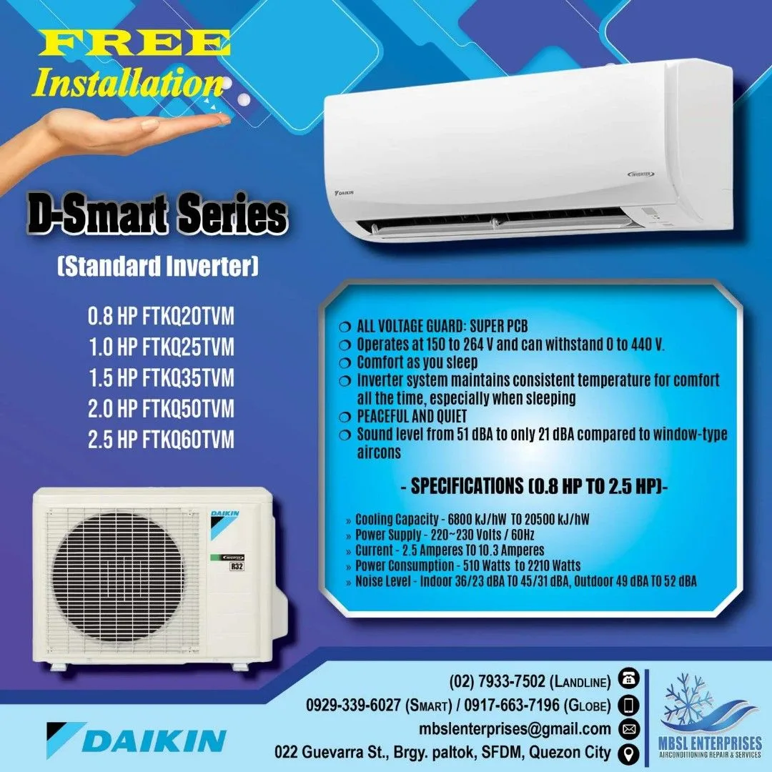 Daikin Smart Series Inverter Split Type Aircon With Free Installation Tv Home Appliances Air
