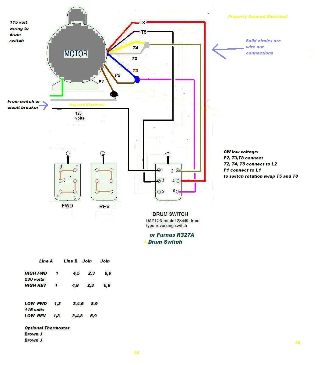 Dayton 2X440A Drum Switch Wiring Diagram