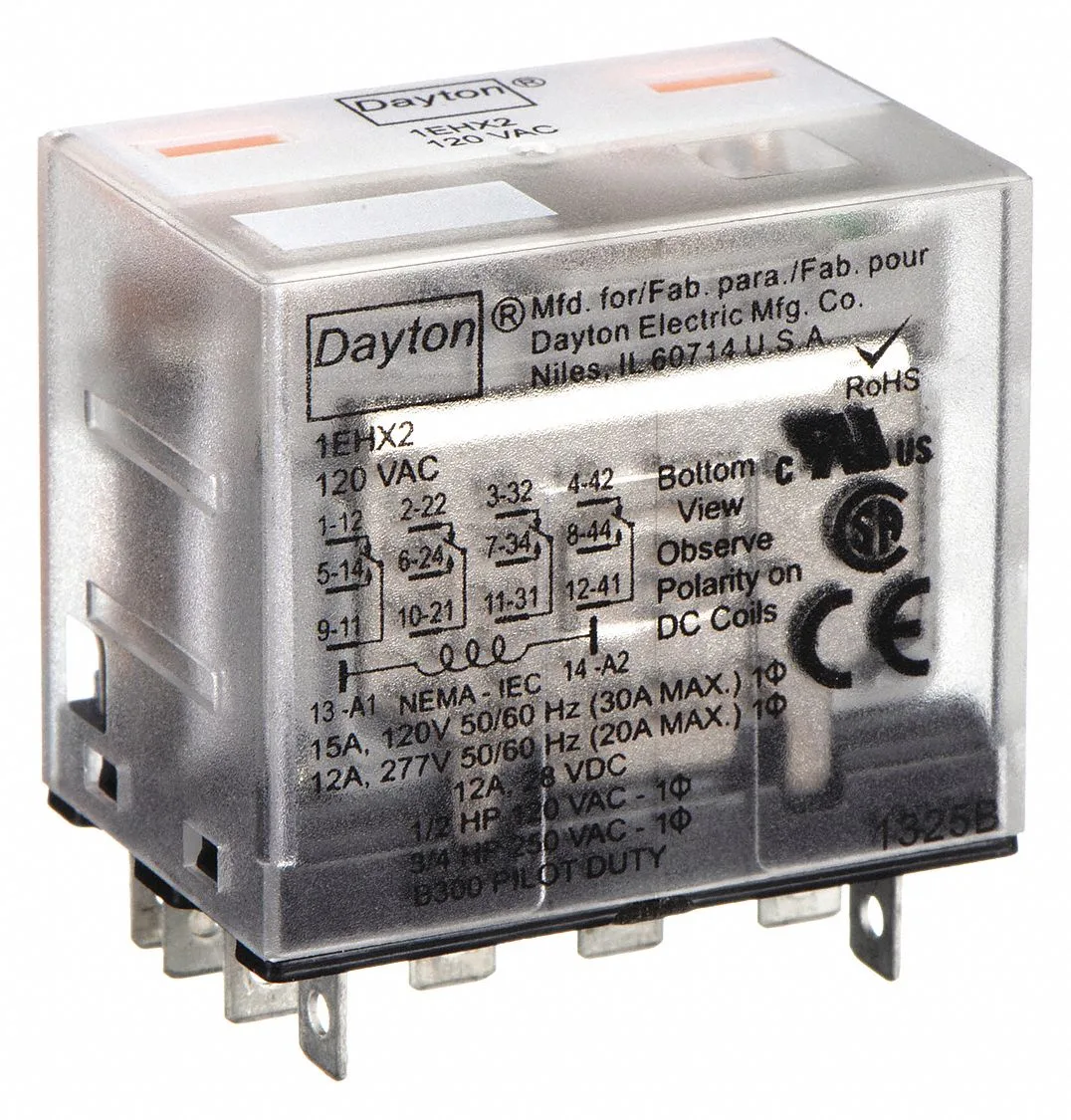 Dayton Socket Mounted 120V Ac General Purpose Relay 1Ehx2 1Ehx2 Grainger