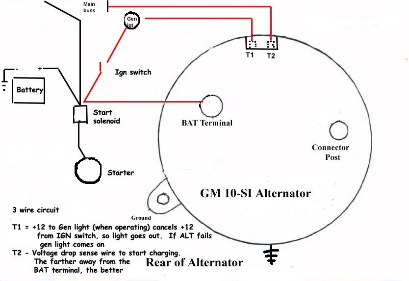 Delco Chevy 4 Wire Alternator Wiring Diagram Gm 10Si Alterna