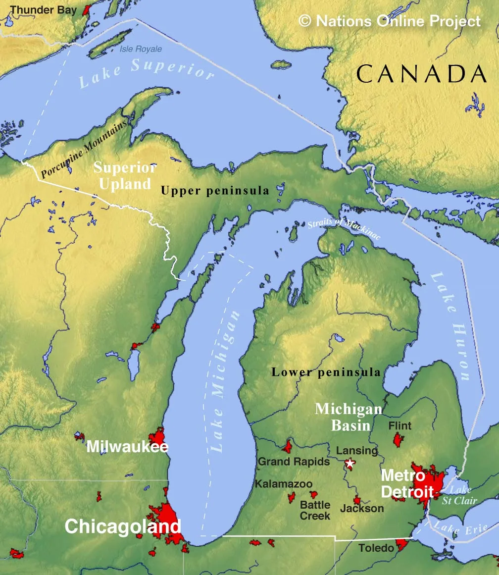Detroit Michigan State Map Corene Charlotte