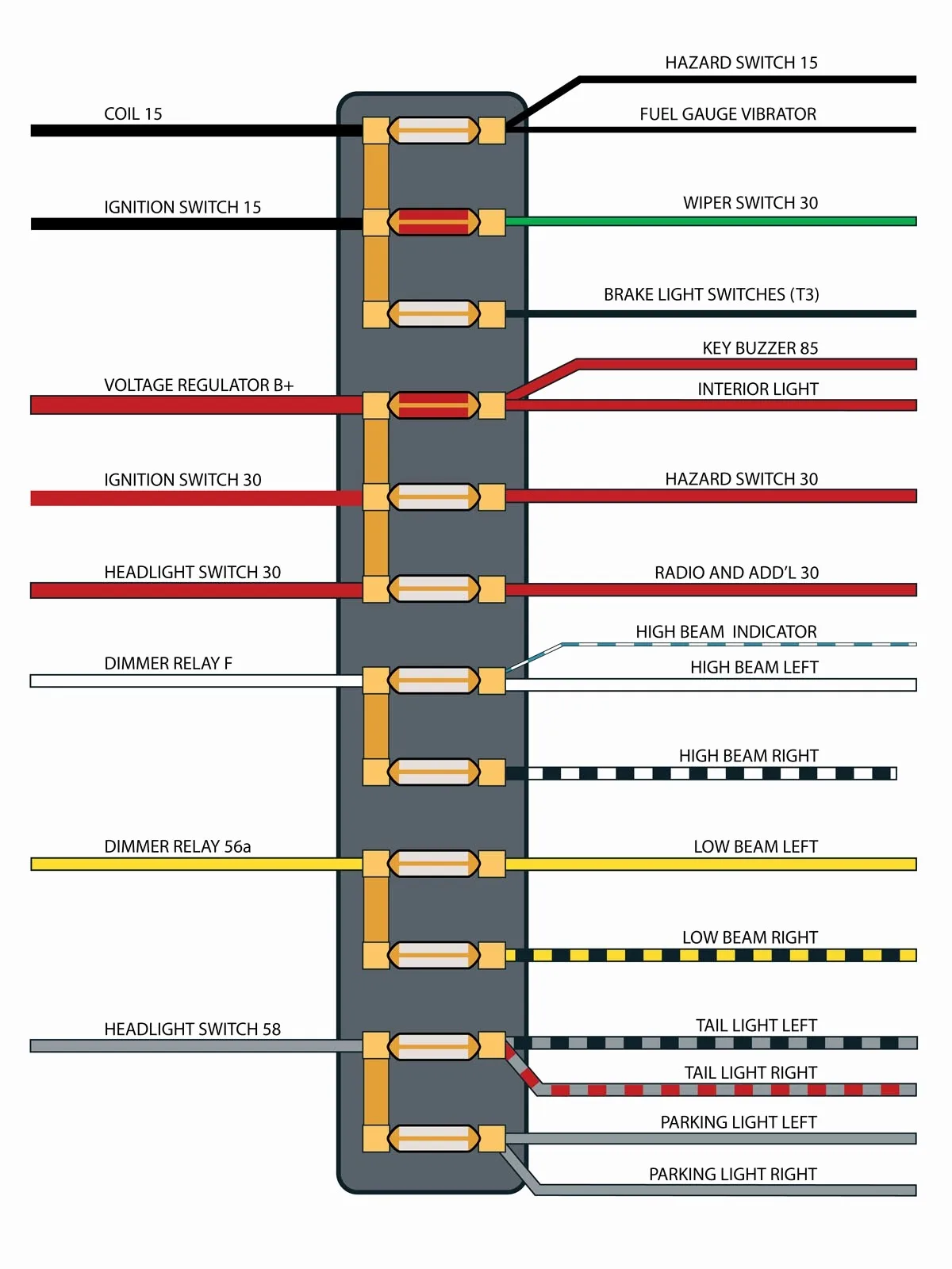 Diagram 11X17 Color Wiring Diagram 1971 Vw Super Beetle Bug