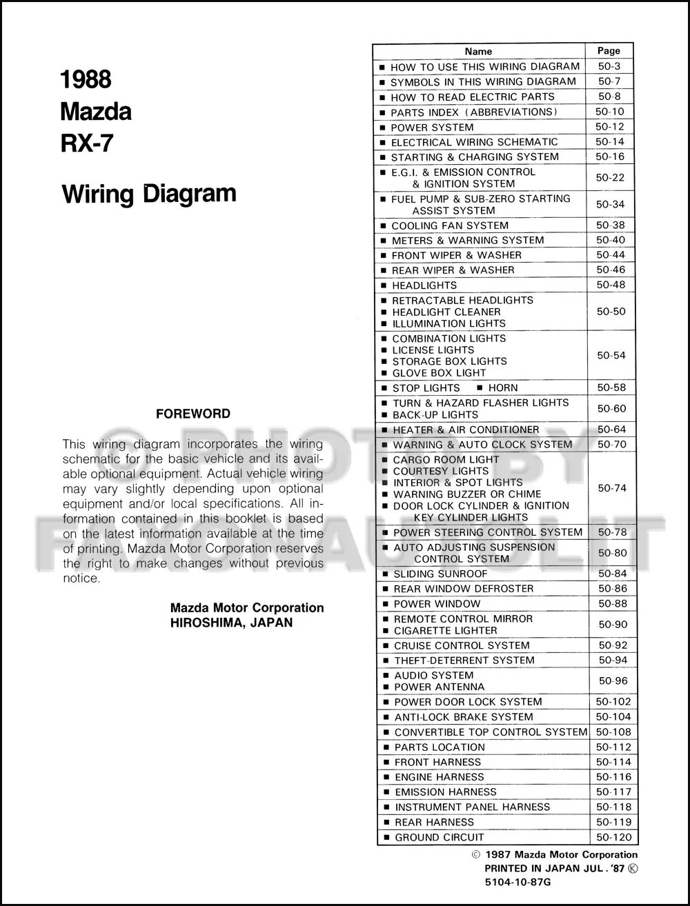 Diagram 1986 Rx7 Wiring Diagram For Headlights