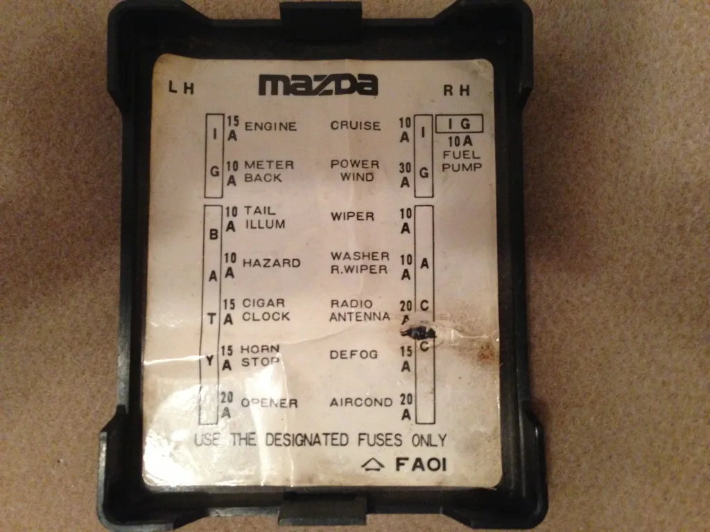 Diagram 1988 Mazda Rx7 Fuse Box Diagram