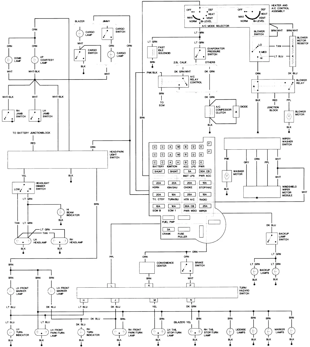 Diagram 1992 Gmc S15 Jimmy And Sonoma Wiring Diagram Original