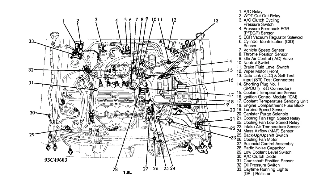 Diagram 1995 Mercury Tracer Engine Diagram