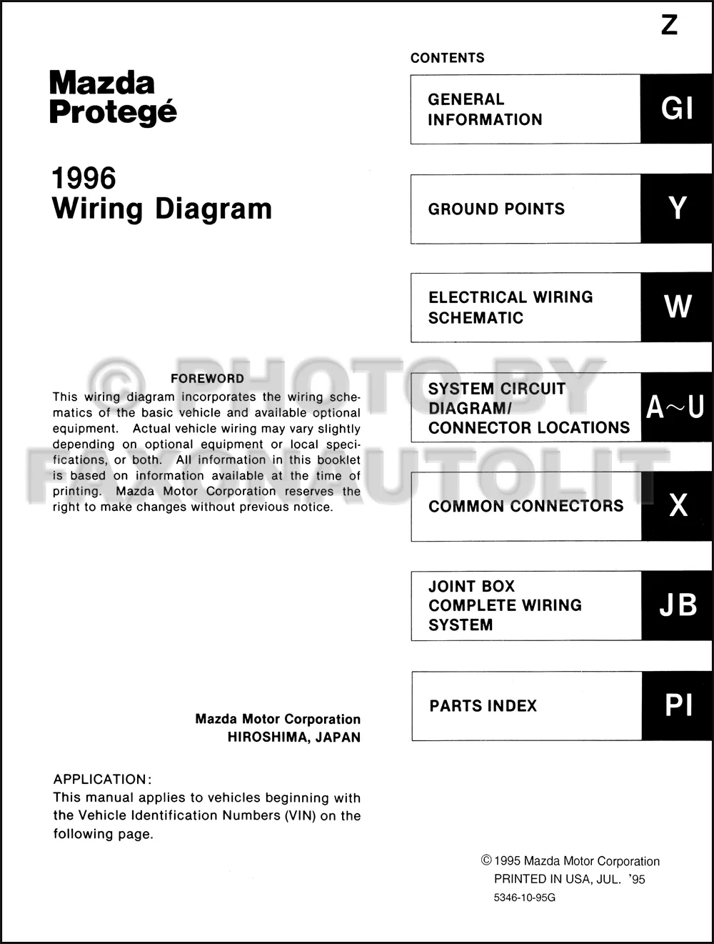 Diagram 1997 Mazda Protege Wiring Diagram Manual Original
