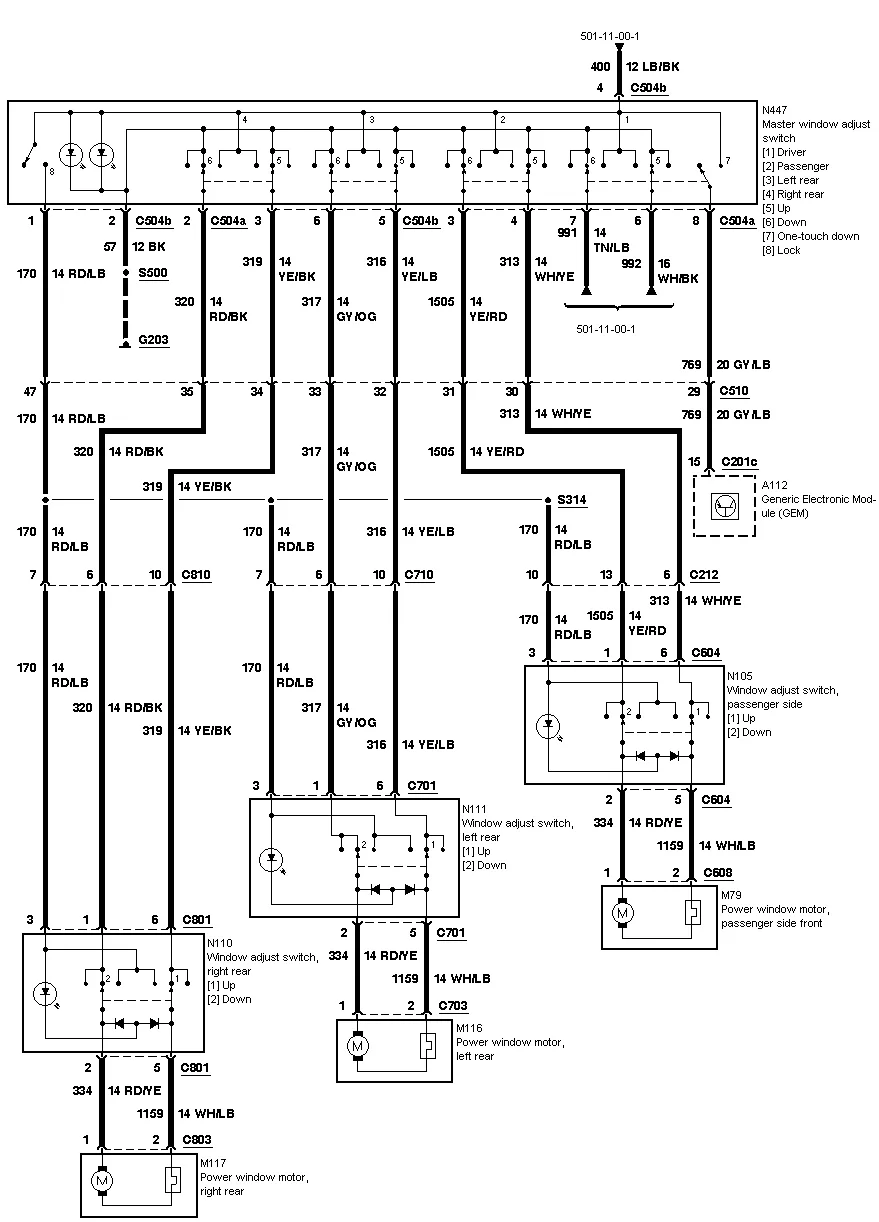 Diagram 1999 Ford Taurus Power Windows Diagram