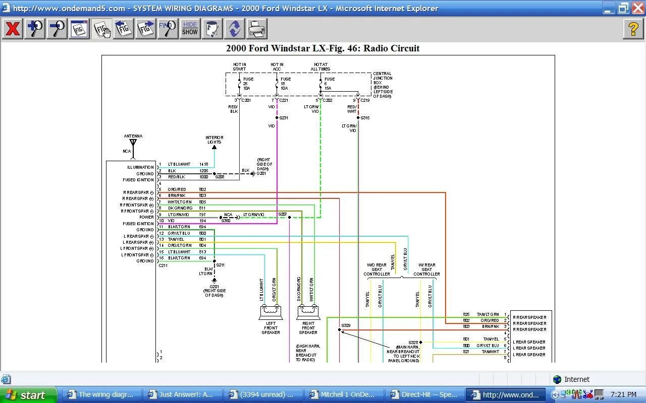 Diagram 2002 Ford Windstar Ignition Switch Diagram