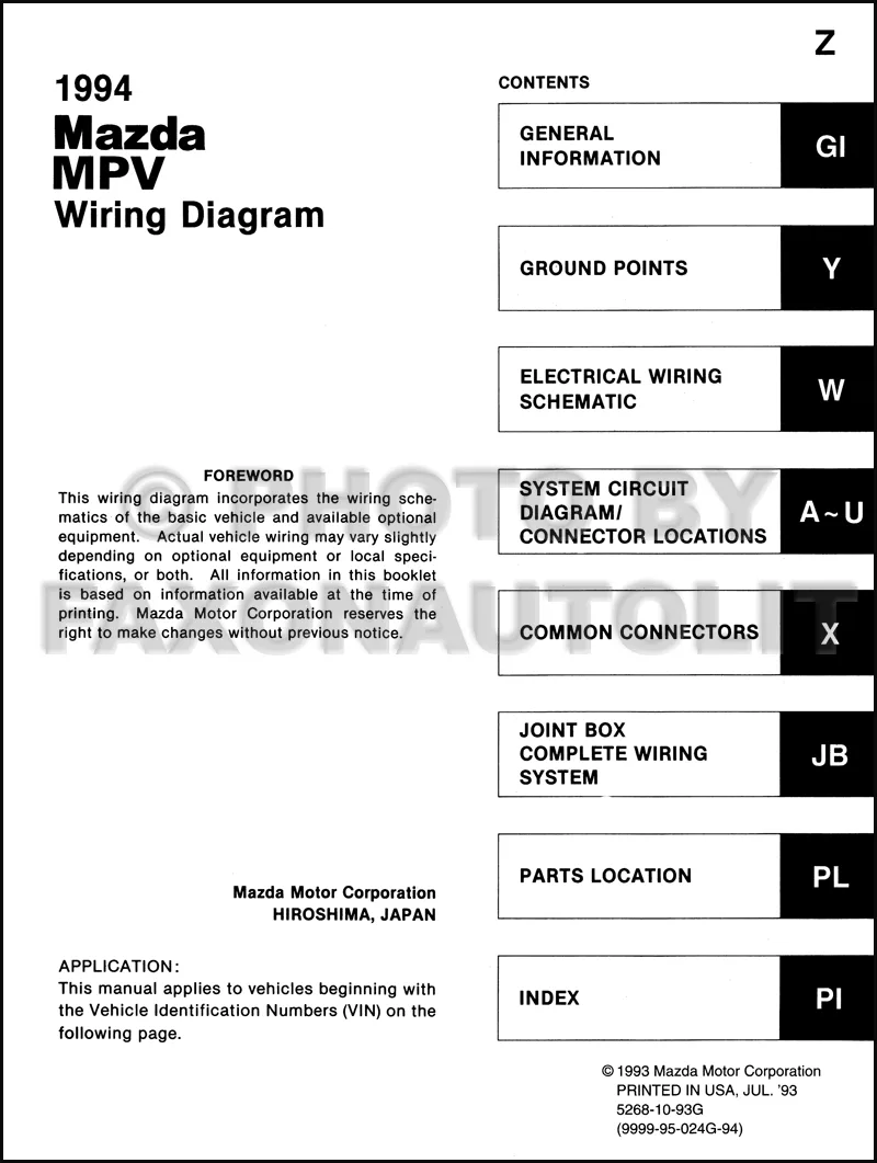 Diagram 2005 Mazda Mpv Wiring Diagram Original