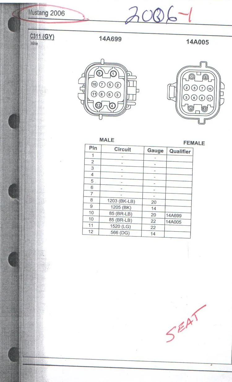 Diagram 2006 Ford Mustang Power Seat Wiring Diagram