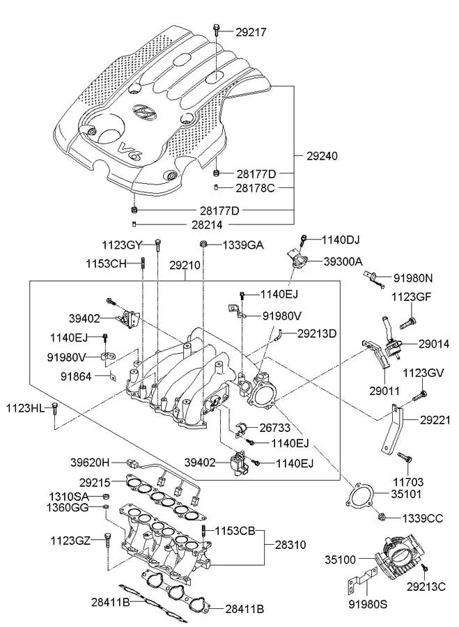 Diagram 2006 Hyundai Santa Fe Engine Parts Diagram