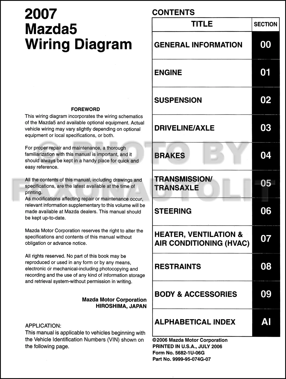 Diagram 2006 Mazda 5 Wiring Diagram Manual Original