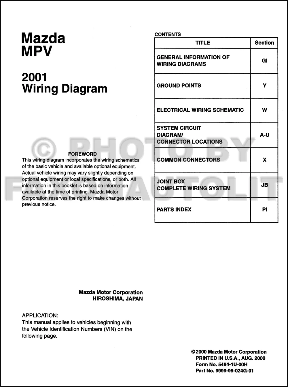 Diagram 2006 Mazda Mpv Wiring Diagram Manual Original