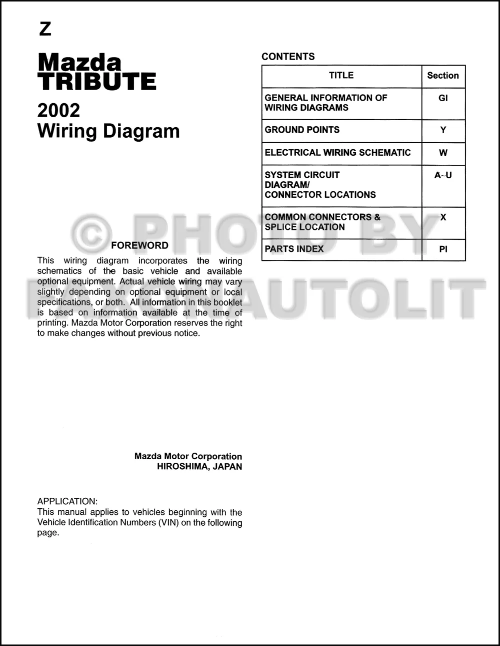 Diagram 2006 Mazda Tribute Wiring Diagram Manual Original
