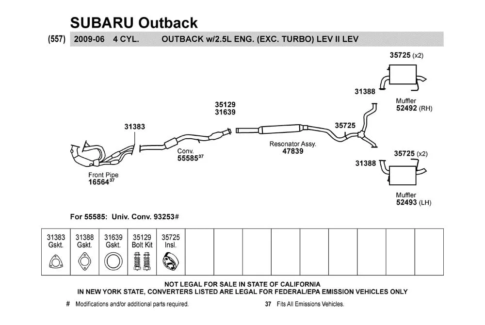 Diagram 2008 Subaru Outback Exhaust System Diagram