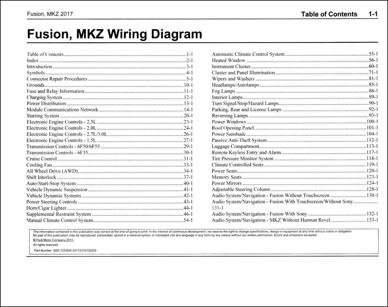 Diagram 2012 Ford Fusion Lincoln Mkz Wiring Diagram Manual Original