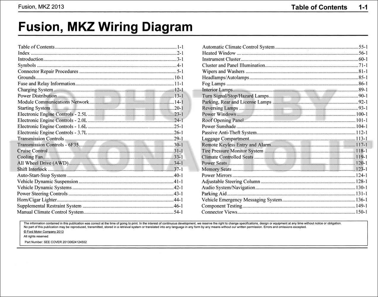 Diagram 2012 Ford Fusion Lincoln Mkz Wiring Diagram Manual Original