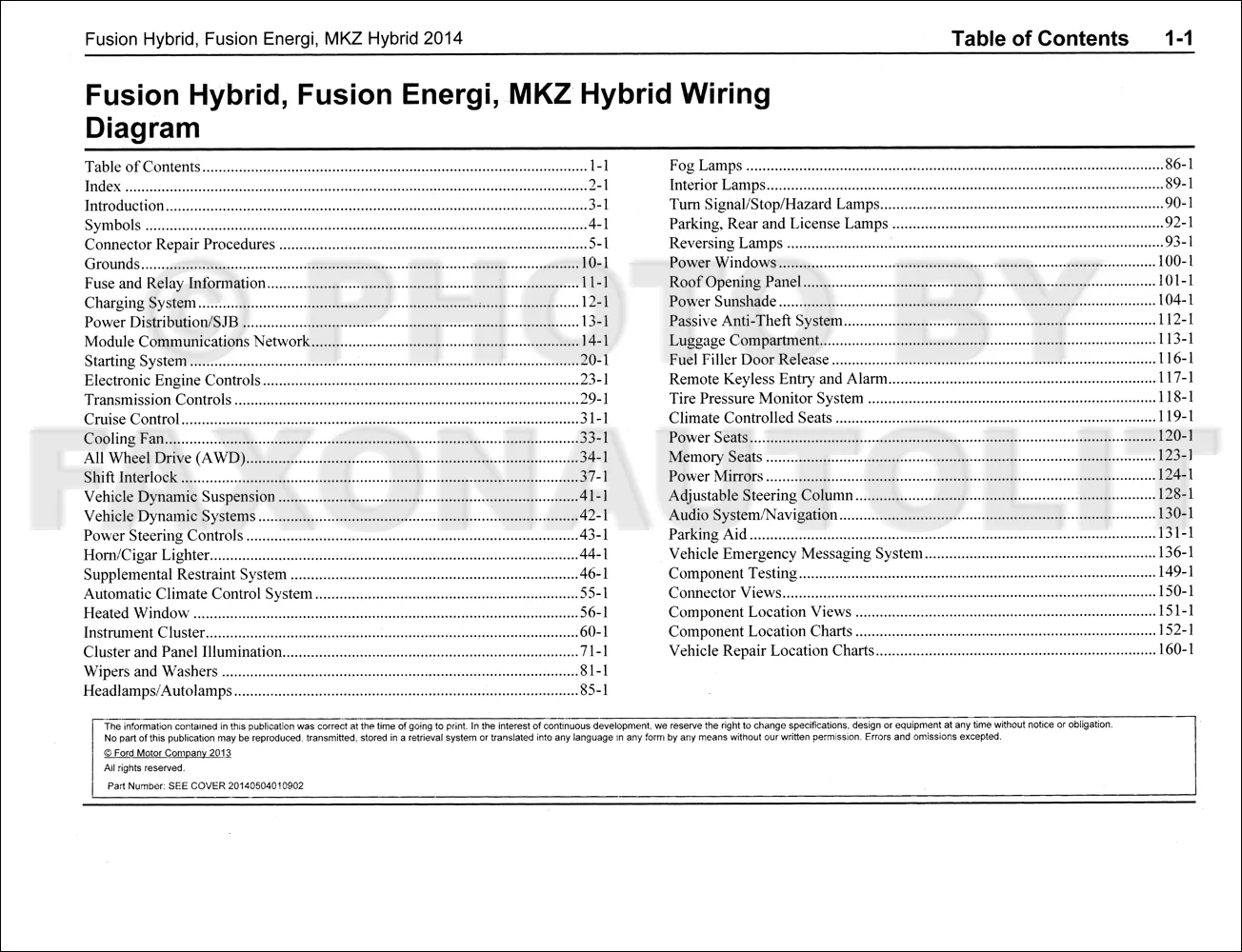 Diagram 2012 Hybrid Ford Fusion Lincoln Mkz Wiring Diagram Manual Original