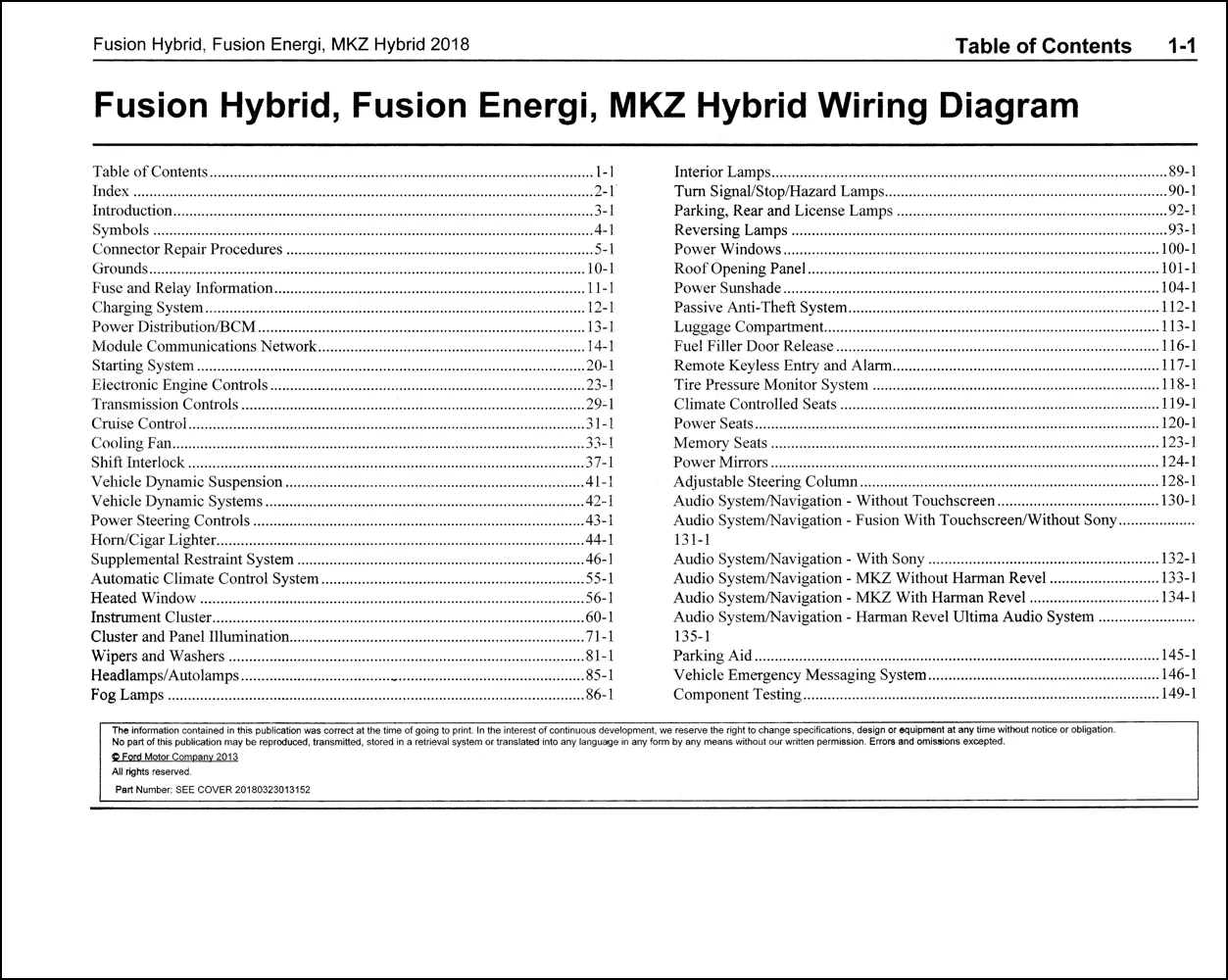 Diagram 2012 Hybrid Ford Fusion Lincoln Mkz Wiring Diagram Original