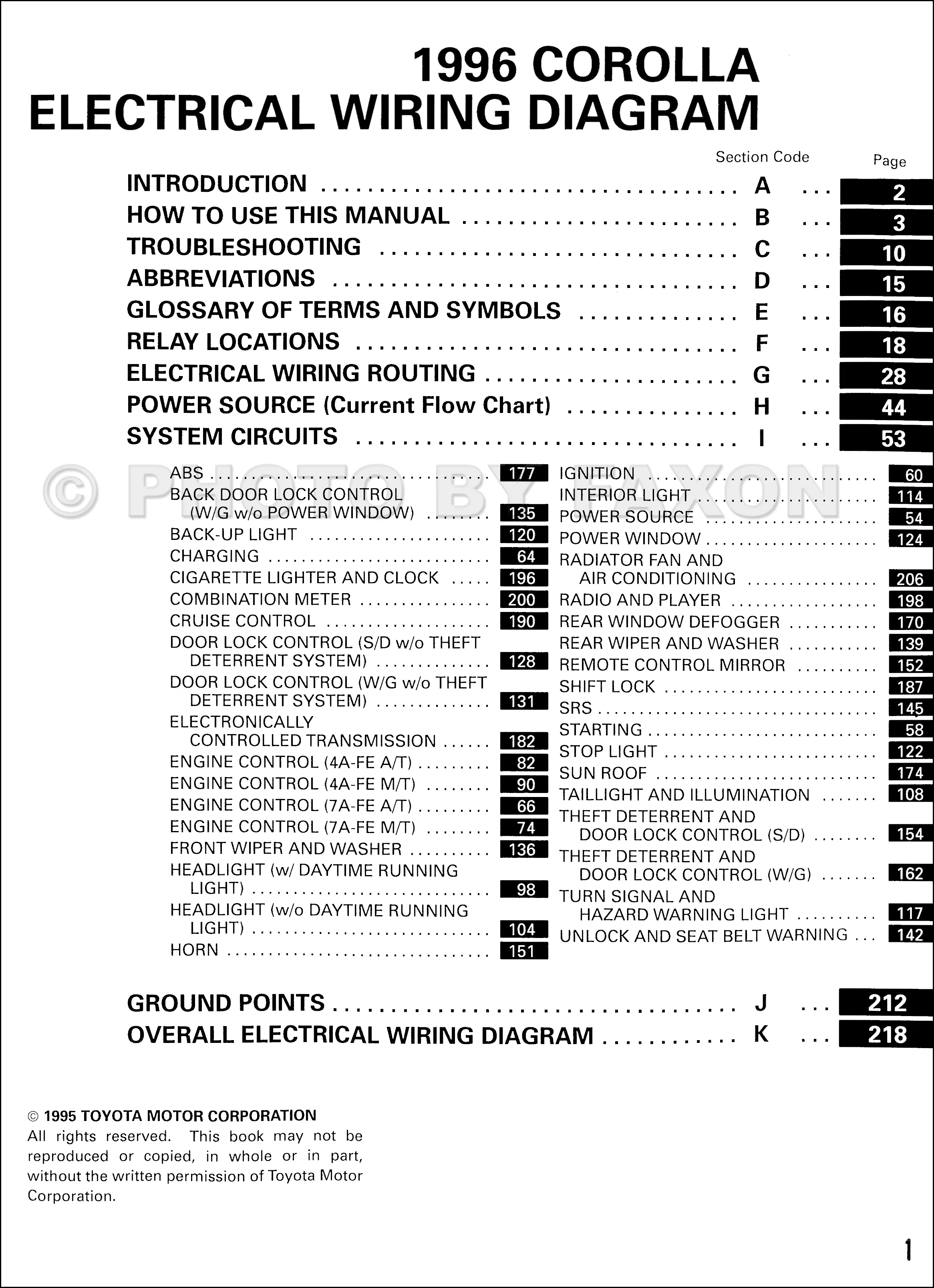 Diagram 201Toyota Corolla Wiring Diagram Manual Original