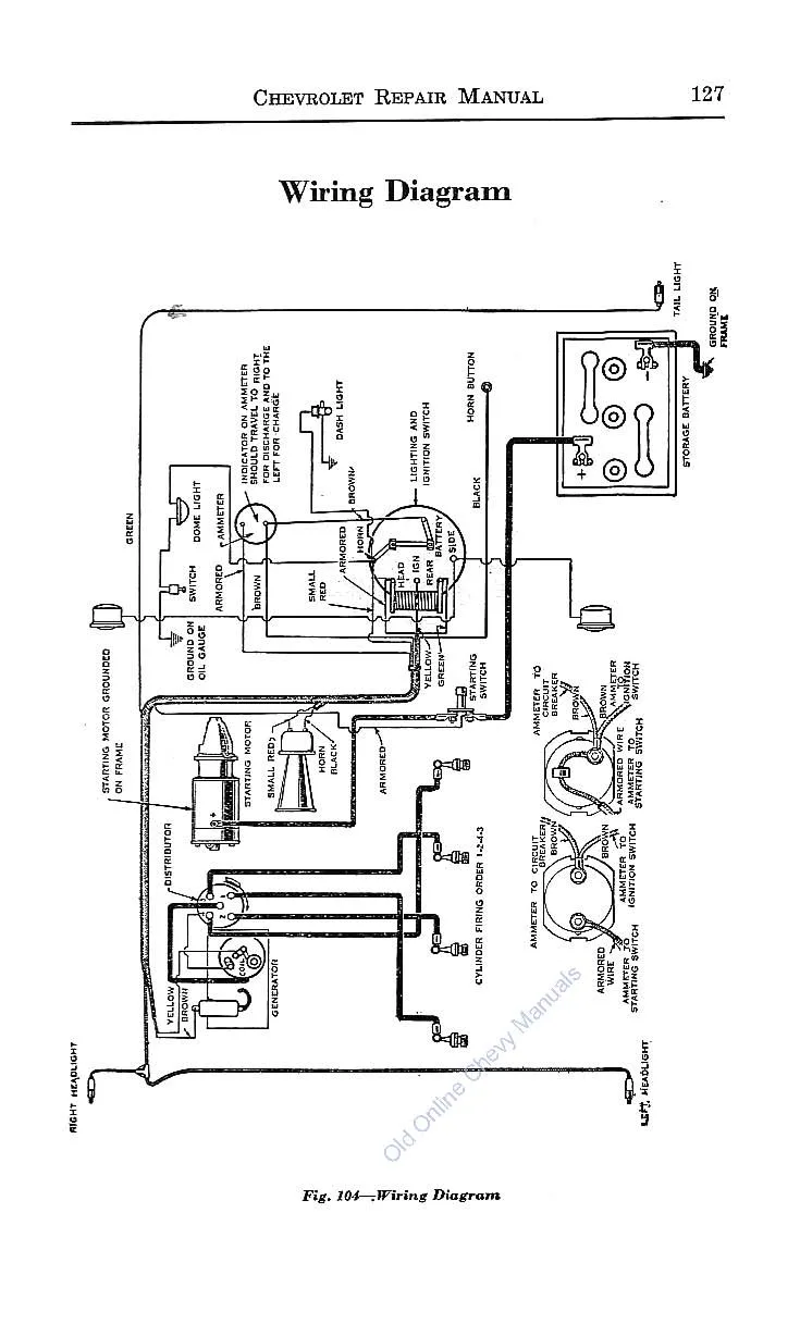 Diagram Chevrolet Chevy 1923 26 Car Wiring Electrical Diagram