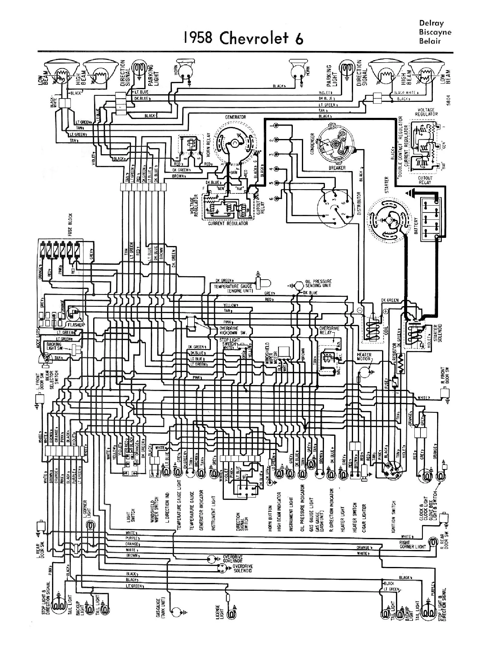 Diagram Chevrolet Chevy 1958 Car Wiring Electrical Diagram Manual