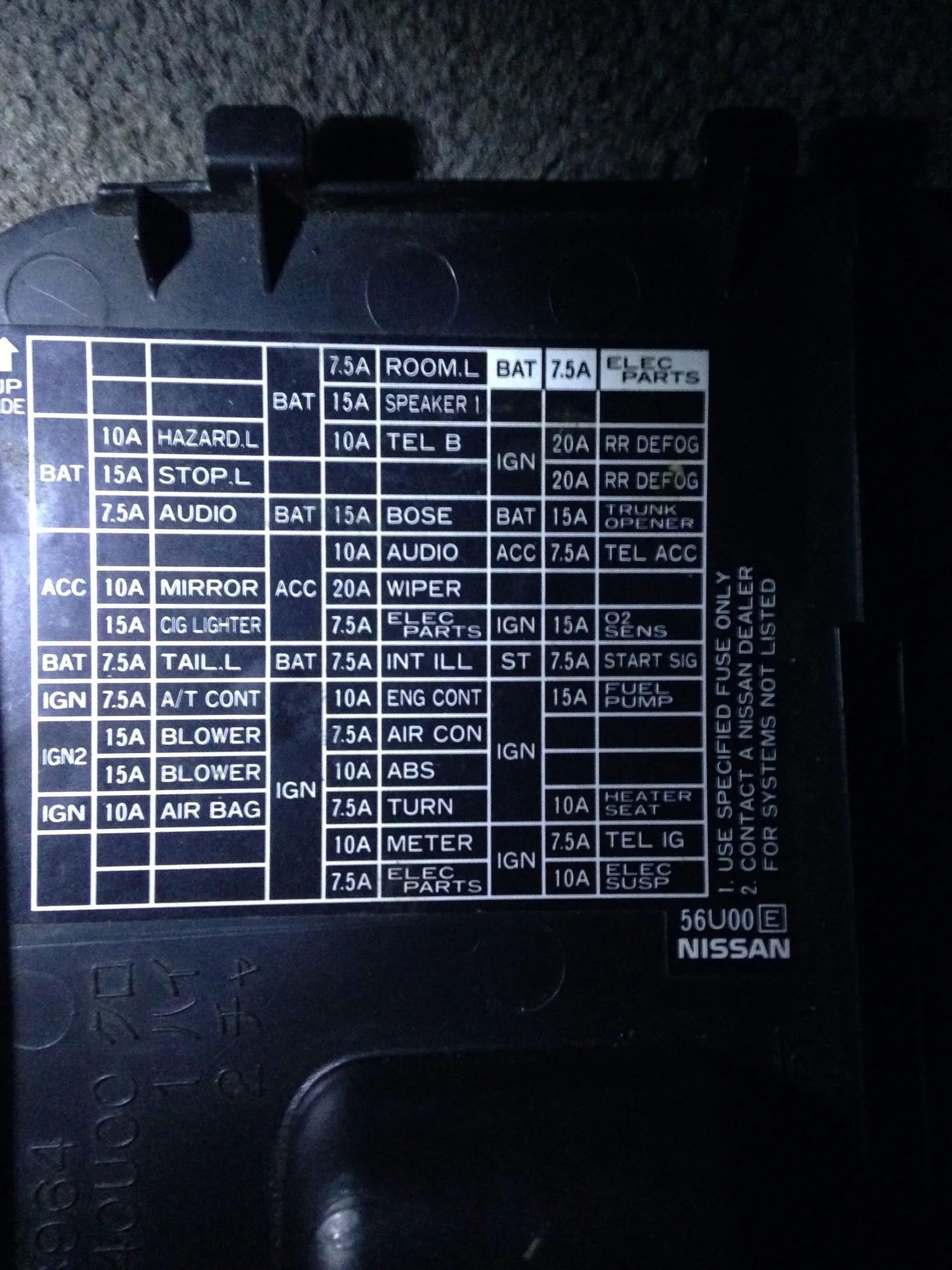 Diagram Diagram Of 2007 Nissan Maxima Fuse Panel