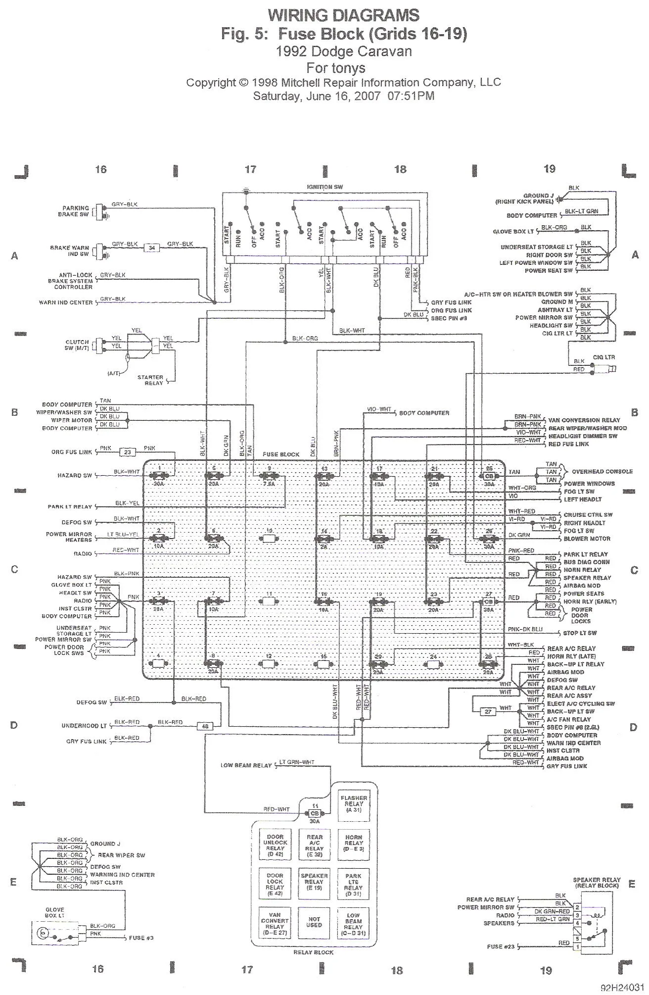 Diagram Dodge Grand Caravan 2007 Wiring Diagram